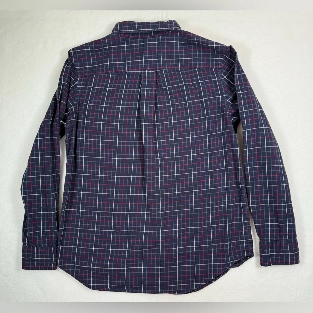 RALPH LAUREN Kids Boy’s 100% Cotton Purple Tartan Plaid Casual Button Down Large